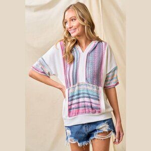 NWT Lovely Melody Summer Fun Rib Top – Hooded, Colorful & Comfy